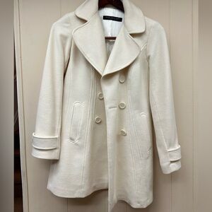 Marc Elegant Cream Double-Breasted Coat. In excellent condition, worn once.